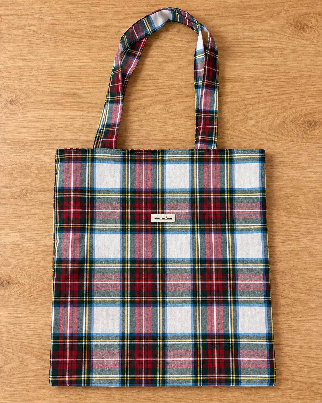 TOTE BAG TARTÁN ROJO, BLANCO Y VERDE