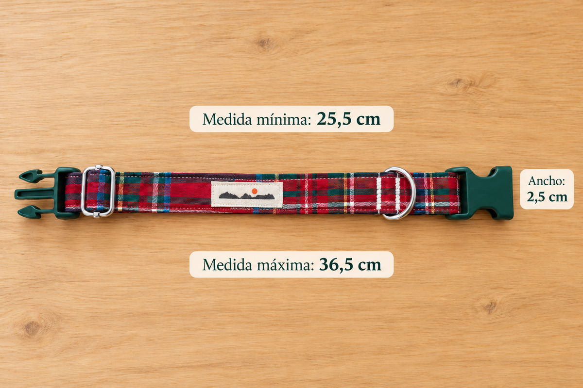 COLLAR PARA PERROS TARTÁN ROJO Y VERDE