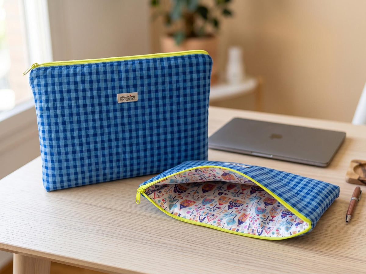 FUNDA PORTATIL VICHY DOS AZULES