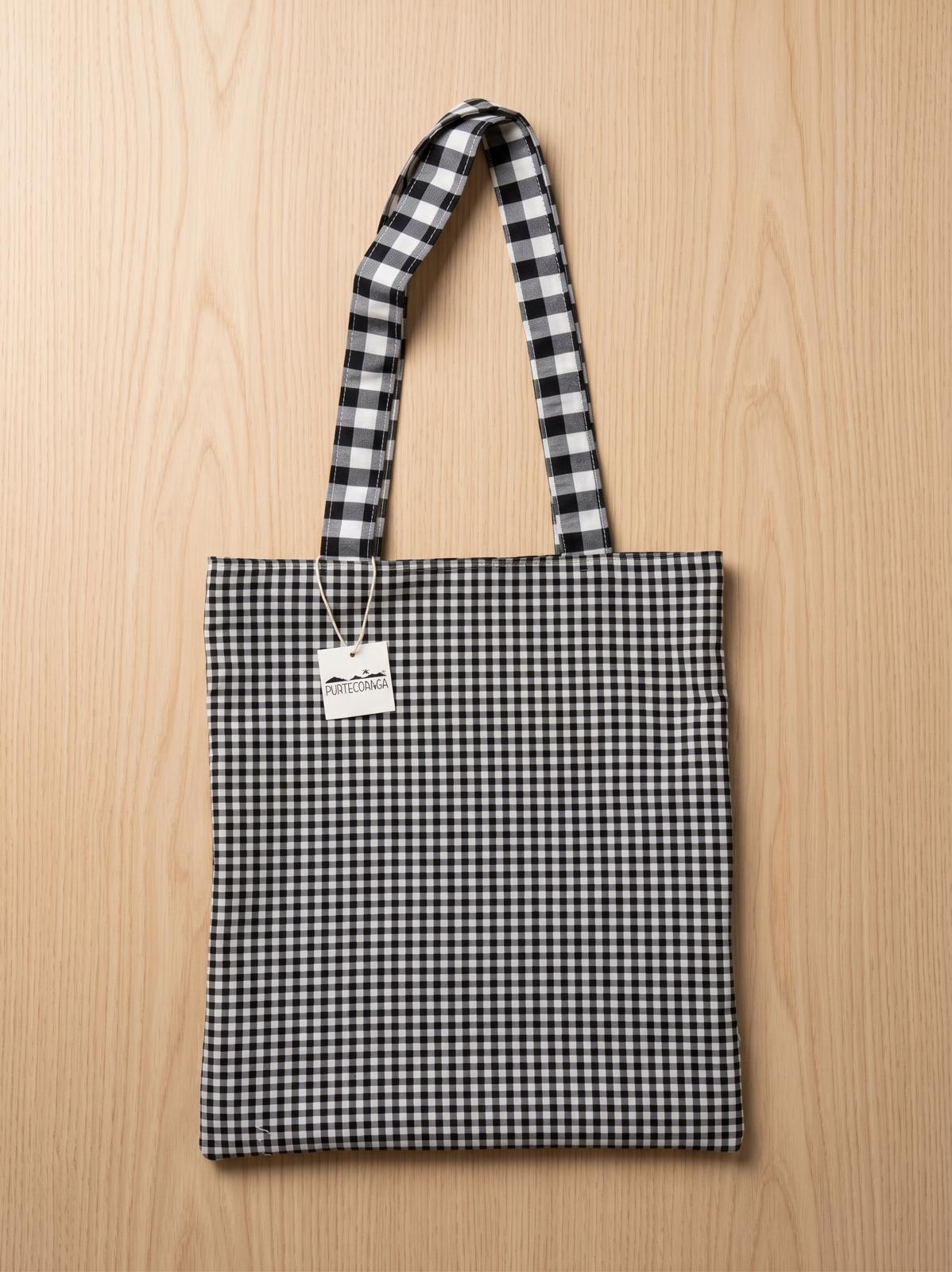 TOTE BAG CUADRITOS VICHY NEGROS